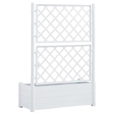  Jardinieră de grădină cu spalier, alb, 100 x 43 x 142, PP