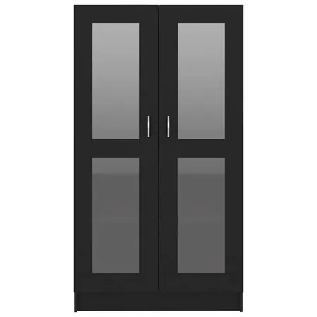  Dulap cu vitrină, negru, 82,5x30,5x150 cm, lemn prelucrat