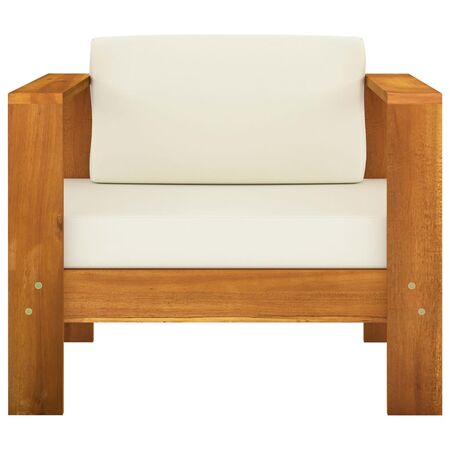  Set mobilier grădină perne alb/crem, 8 piese, lemn masiv acacia