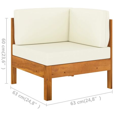  Set mobilier grădină perne alb/crem, 8 piese, lemn masiv acacia