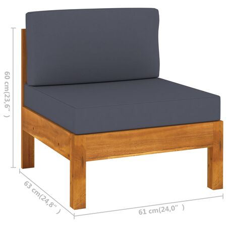  Set mobilier grădină perne gri închis, 6 piese, lemn acacia