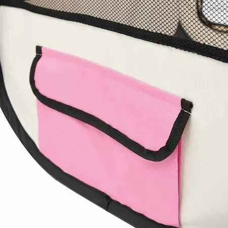  Țarc joacă pliabil câini cu sac de transport roz 110x110x58 cm
