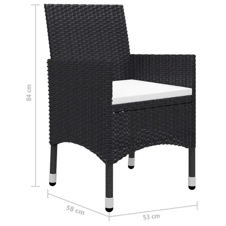  Set mobilier grădină, 9 piese, negru, poliratan, lemn acacia