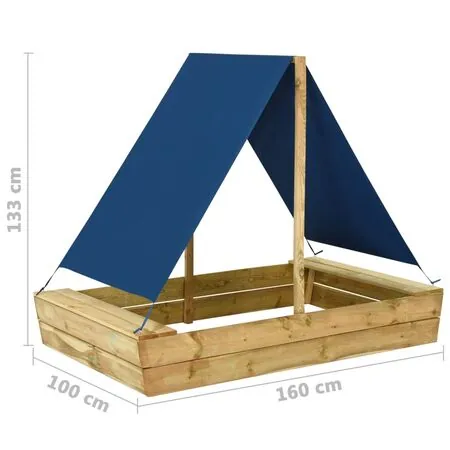  Groapă de nisip cu acoperiș, 160x100x133 cm, lemn de pin tratat