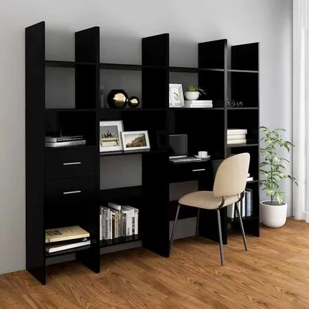  Bibliotecă, negru, 60x35x180 cm, lemn prelucrat