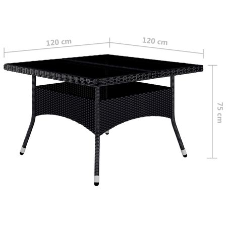  Set mobilier grădină, 9 piese, negru, poliratan și lemn acacia