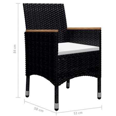  Set mobilier grădină, 9 piese, negru, poliratan și lemn acacia