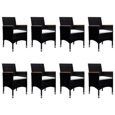  Set mobilier grădină, 9 piese, negru, poliratan și lemn acacia