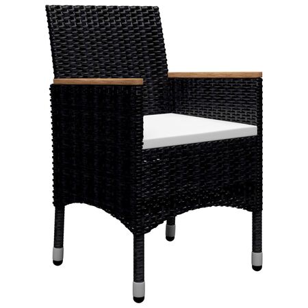  Set mobilier grădină, 9 piese, negru, poliratan și lemn acacia