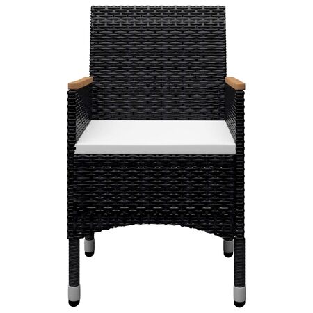  Set mobilier grădină, 9 piese, negru, poliratan și lemn acacia