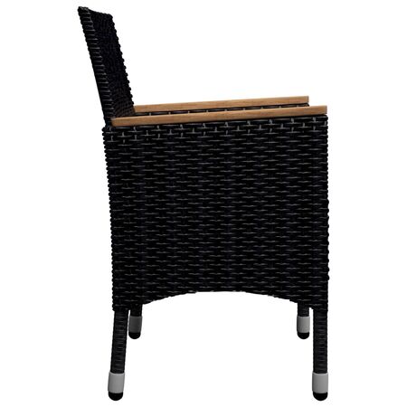  Set mobilier grădină, 9 piese, negru, poliratan și lemn acacia