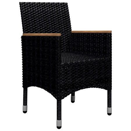  Set mobilier grădină, 9 piese, negru, poliratan și lemn acacia