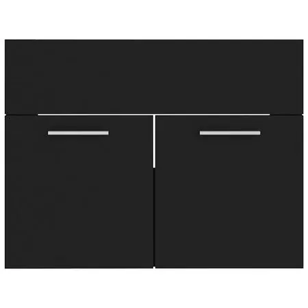  Set mobilier de baie, 2 piese, negru, PAL
