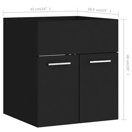  Set mobilier de baie, 2 piese, negru, PAL