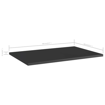  Plăci bibliotecă, 8 buc. negru extralucios 60 x 40 x 1,5 cm PAL