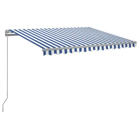  Copertină retractabilă manual cu LED albastru și alb 300x250 cm