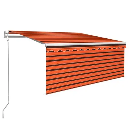  Copertină retractabilă automat cu stor portocaliu&maro 3x2,5 m