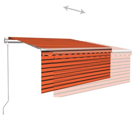 Copertină retractabilă automat cu stor portocaliu&maro 3x2,5 m