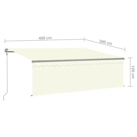  Copertină retractabilă automat, cu stor, crem, 4x3 m  
