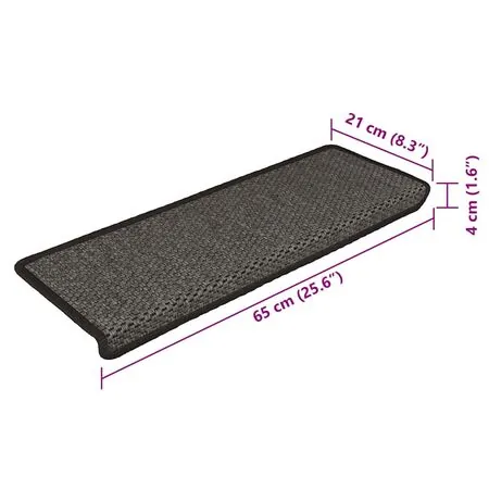  Covorașe scări autoadezive, 15 buc. antracit 65x21x4 cm sisal