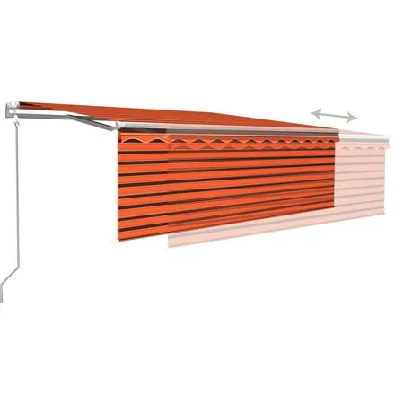  Copertină automată stor LED senzor vânt portocaliu&maro 4,5x3 m 