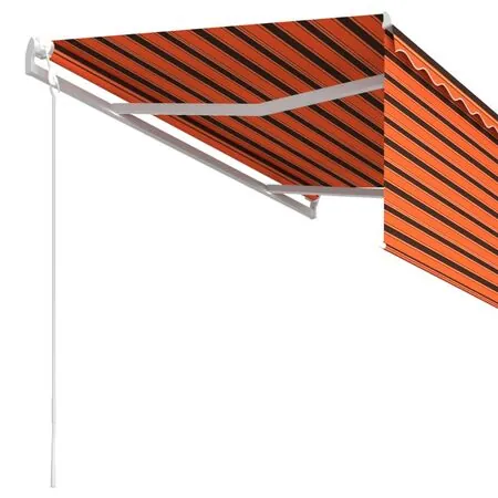  Copertină retractabilă automat cu stor portocaliu&maro 3x2,5 m
