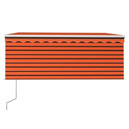  Copertină retractabilă automat cu stor portocaliu&maro 3x2,5 m