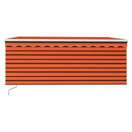  Copertină manuală cu stor&LED, portocaliu&maro, 3,5x2,5 m  