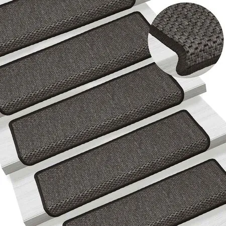  Covorașe scări autoadezive, 15 buc. antracit 65x21x4 cm sisal