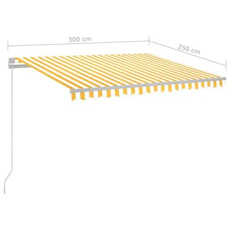  Copertină retractabilă manual cu LED, galben și alb, 300x250 cm