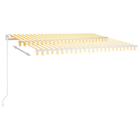  Copertină retractabilă manual, galben și alb, 450x350 cm