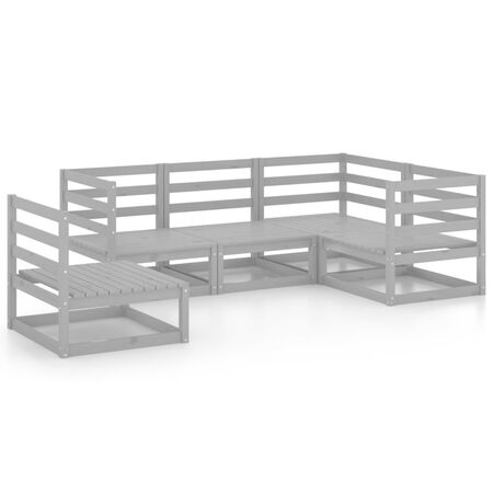  Set mobilier de grădină, 5 piese, gri, lemn masiv de pin