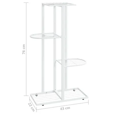  Suport pentru flori cu 4 nivele, alb, 43x22x76 cm, metal