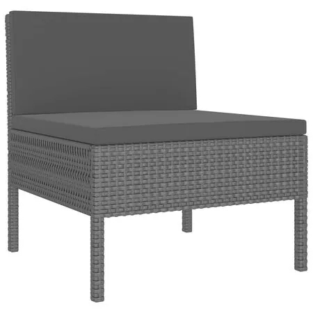  Set mobilier de grădină cu perne, 11 piese, negru, poliratan