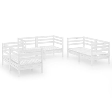  Set mobilier de grădină, 6 piese, alb, lemn masiv de pin