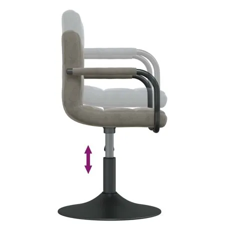  Scaune rotative de bucătărie, 2 buc., gri deschis, catifea