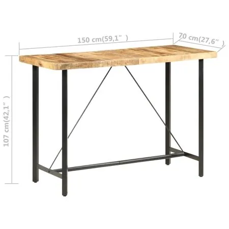  Masă de bar, 150x70x107 cm, lemn de mango nefinisat