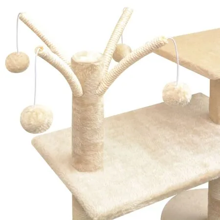  Ansamblu pisici, stâlpi cu funie de sisal, 125 cm, bej