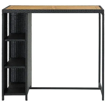  Masă de bar cu raft de depozitare negru 120x60x110 cm poliratan