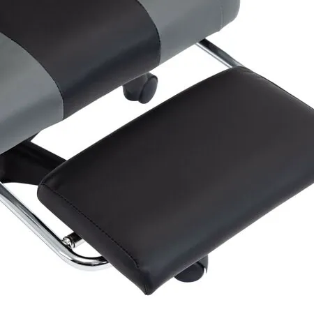  Scaun de racing, suport picioare, gri/negru, piele ecologică