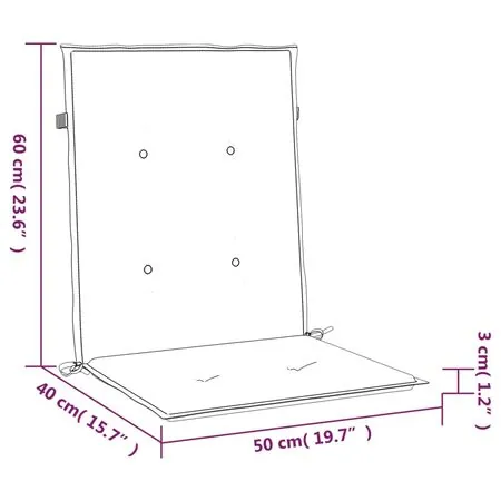 Perne cu spătar mic, 6 buc. albastru 100x50x3 cm textil oxford