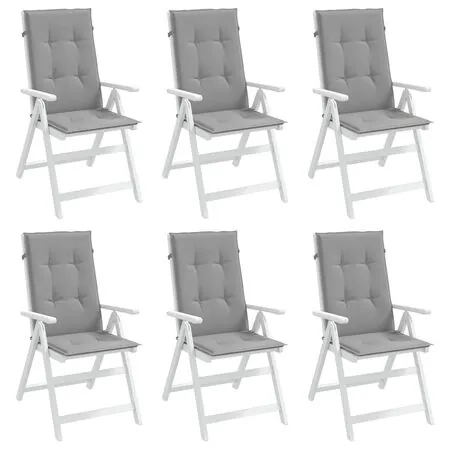  Perne scaun cu spătar înalt, 6 buc., gri, 120x50x3 cm, textil