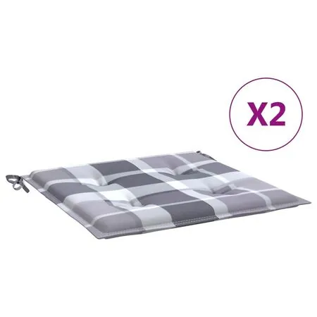  Perne de scaun, carouri gri, 2 buc., 40x40x3 cm, textil Oxford