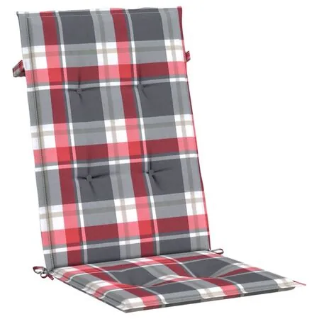  Perne scaun spătar înalt 4 buc. roșu carouri 120x50x3 cm textil