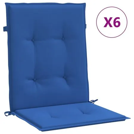  Perne cu spătar mic, 6 buc. albastru 100x50x3 cm textil oxford