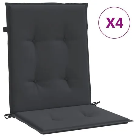  Perne cu spătar mic, 4 buc. negru 100x50x3 cm textil oxford
