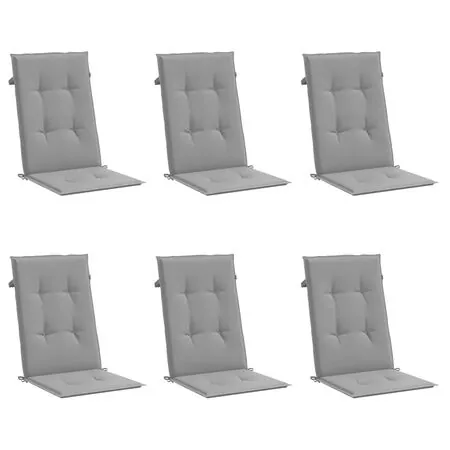  Perne scaun cu spătar înalt, 6 buc., gri, 120x50x3 cm, textil