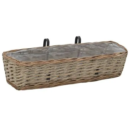  Jardinieră de balcon, 2 buc., 60 cm, răchită cu căptușeală PE