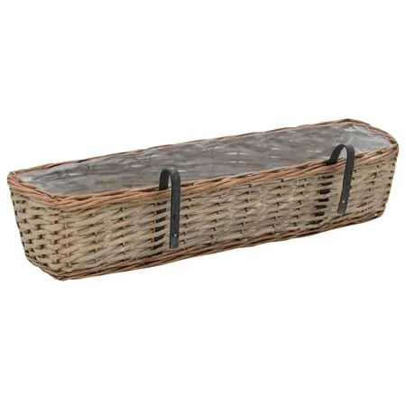  Jardinieră de balcon, 2 buc., 80 cm, răchită cu căptușeală PE