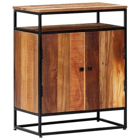  Dulap lateral, 60 x 35 x 76 cm, lemn masiv reciclat și oțel